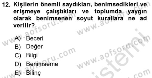 Sosyal Hizmet Etiği Dersi 2025 - 2026 Yılı (Vize) Ara Sınav Soruları 12. Soru
