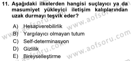 Sosyal Hizmet Etiği Dersi 2025 - 2026 Yılı (Final) Dönem Sonu Sınav Soruları 11. Soru