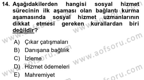 Sosyal Hizmet Etiği Dersi 2025 - 2026 Yılı (Final) Dönem Sonu Sınav Soruları 14. Soru
