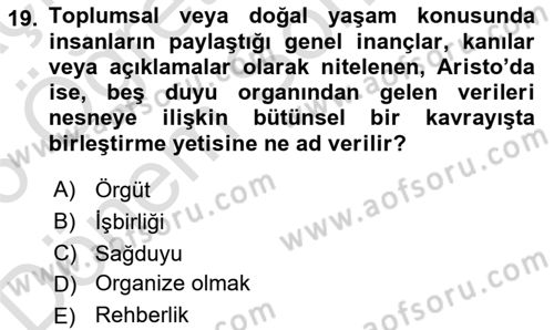 Sosyal Hizmet Etiği Dersi 2025 - 2026 Yılı (Final) Dönem Sonu Sınav Soruları 19. Soru