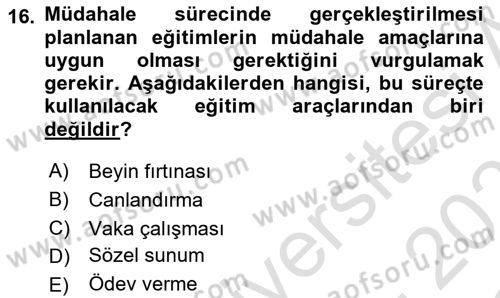 Toplumla Sosyal Hizmet Dersi 2020 - 2021 Yılı Yaz Okulu Sınav Soruları 16. Soru