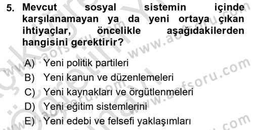 Toplumla Sosyal Hizmet Dersi 2020 - 2021 Yılı Yaz Okulu Sınav Soruları 5. Soru