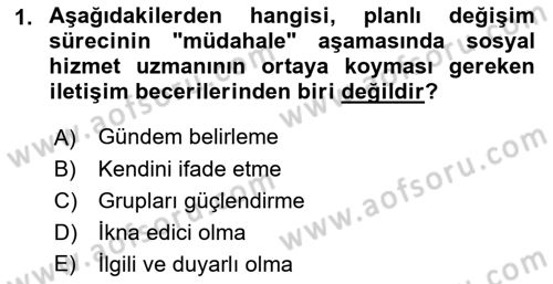 Toplumla Sosyal Hizmet Dersi 2021 - 2022 Yılı (Vize) Ara Sınav Soruları 1. Soru