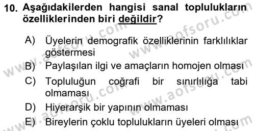 Toplumla Sosyal Hizmet Dersi 2021 - 2022 Yılı (Vize) Ara Sınav Soruları 10. Soru