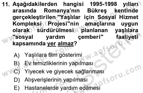 Toplumla Sosyal Hizmet Dersi 2021 - 2022 Yılı (Vize) Ara Sınav Soruları 11. Soru