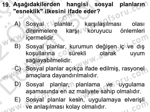 Toplumla Sosyal Hizmet Dersi 2021 - 2022 Yılı (Final) Dönem Sonu Sınav Soruları 19. Soru