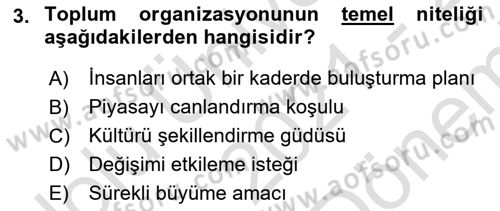 Toplumla Sosyal Hizmet Dersi 2021 - 2022 Yılı (Final) Dönem Sonu Sınavı 3. Soru