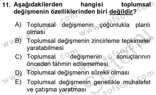 Toplumla Sosyal Hizmet Dersi 2021 - 2022 Yılı Yaz Okulu Sınav Soruları 11. Soru