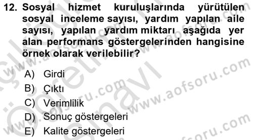 Toplumla Sosyal Hizmet Dersi 2021 - 2022 Yılı Yaz Okulu Sınav Soruları 12. Soru