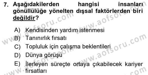 Toplumla Sosyal Hizmet Dersi 2021 - 2022 Yılı Yaz Okulu Sınav Soruları 7. Soru