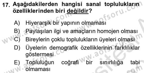 Toplumla Sosyal Hizmet Dersi 2022 - 2023 Yılı Yaz Okulu Sınav Soruları 17. Soru
