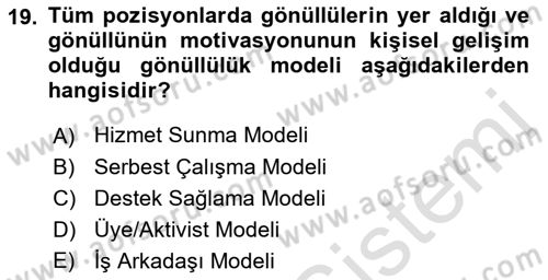 Toplumla Sosyal Hizmet Dersi 2022 - 2023 Yılı Yaz Okulu Sınav Soruları 19. Soru