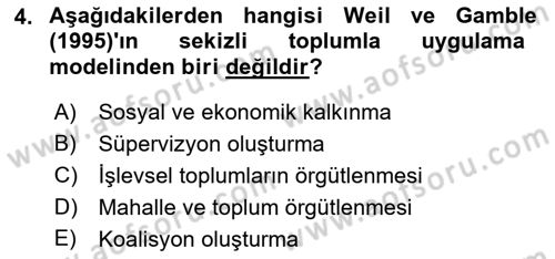 Toplumla Sosyal Hizmet Dersi 2022 - 2023 Yılı Yaz Okulu Sınav Soruları 4. Soru