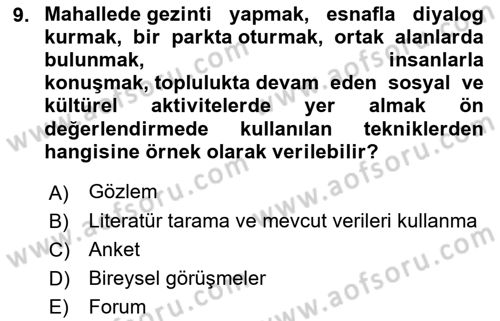 Toplumla Sosyal Hizmet Dersi 2022 - 2023 Yılı Yaz Okulu Sınav Soruları 9. Soru