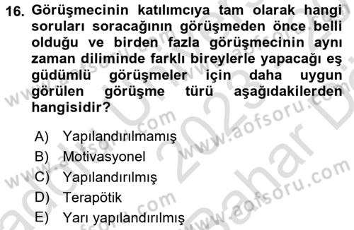 Toplumla Sosyal Hizmet Dersi 2023 - 2024 Yılı (Vize) Ara Sınav Soruları 16. Soru