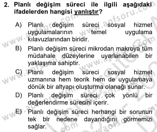 Toplumla Sosyal Hizmet Dersi 2023 - 2024 Yılı (Vize) Ara Sınav Soruları 2. Soru
