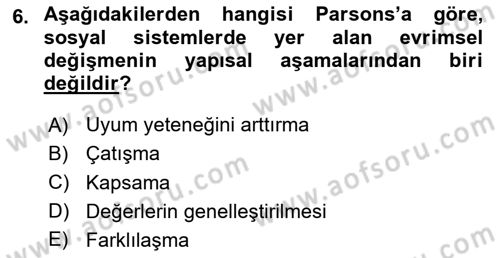 Toplumla Sosyal Hizmet Dersi 2023 - 2024 Yılı (Vize) Ara Sınav Soruları 6. Soru