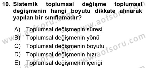 Toplumla Sosyal Hizmet Dersi 2024 - 2025 Yılı (Vize) Ara Sınav Soruları 10. Soru