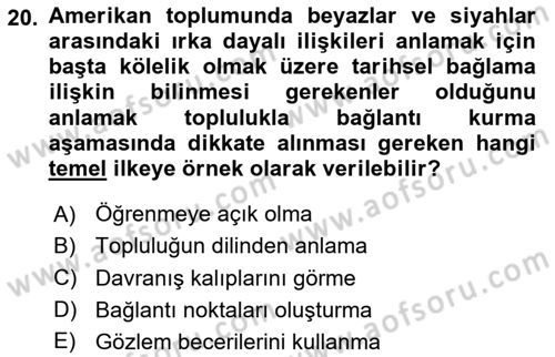 Toplumla Sosyal Hizmet Dersi 2024 - 2025 Yılı (Vize) Ara Sınav Soruları 20. Soru