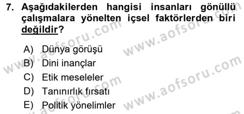 Toplumla Sosyal Hizmet Dersi 2024 - 2025 Yılı (Vize) Ara Sınav Soruları 7. Soru
