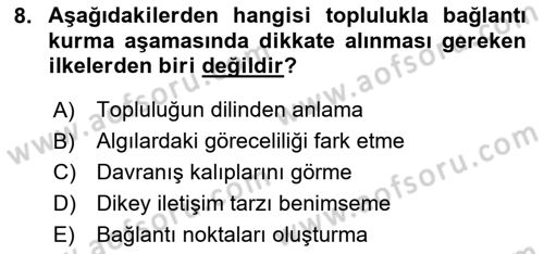 Toplumla Sosyal Hizmet Dersi 2024 - 2025 Yılı (Vize) Ara Sınav Soruları 8. Soru