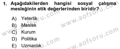 Sosyal Hizmet Uygulaması 2 Dersi 2021 - 2022 Yılı (Vize) Ara Sınav Soruları 1. Soru