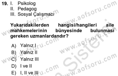 Sosyal Hizmet Uygulaması 2 Dersi 2021 - 2022 Yılı (Vize) Ara Sınav Soruları 19. Soru