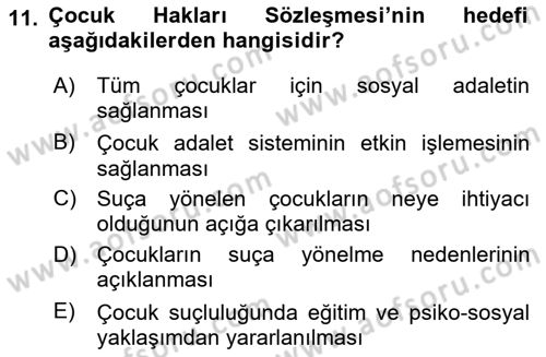 Sosyal Hizmet Uygulaması 2 Dersi 2023 - 2024 Yılı (Vize) Ara Sınav Soruları 11. Soru