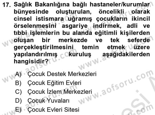 Sosyal Hizmet Uygulaması 2 Dersi 2023 - 2024 Yılı (Vize) Ara Sınav Soruları 17. Soru