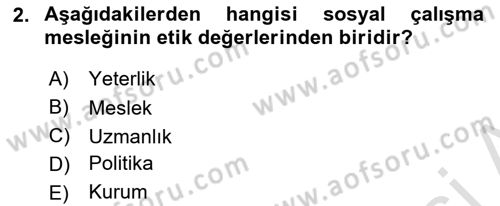 Sosyal Hizmet Uygulaması 2 Dersi 2023 - 2024 Yılı (Vize) Ara Sınav Soruları 2. Soru