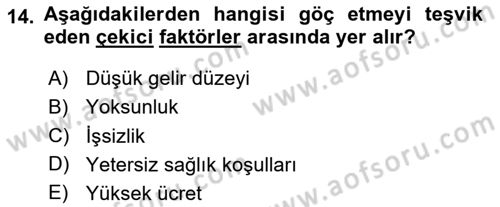 Göçmen Ve Sığınmacılarla Sosyal Hizmet Dersi 2020 - 2021 Yılı Yaz Okulu Sınav Soruları 14. Soru
