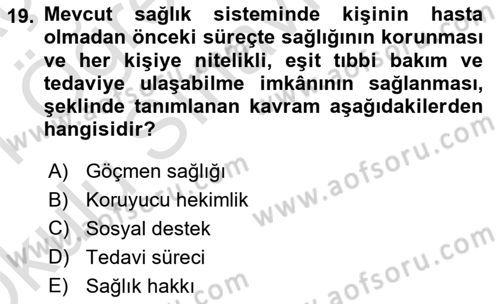 Göçmen Ve Sığınmacılarla Sosyal Hizmet Dersi 2020 - 2021 Yılı Yaz Okulu Sınav Soruları 19. Soru