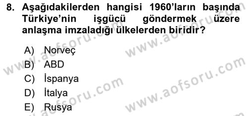 Göçmen Ve Sığınmacılarla Sosyal Hizmet Dersi 2020 - 2021 Yılı Yaz Okulu Sınavı 8. Soru