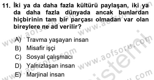 Göçmen Ve Sığınmacılarla Sosyal Hizmet Dersi 2023 - 2024 Yılı Yaz Okulu Sınav Soruları 11. Soru