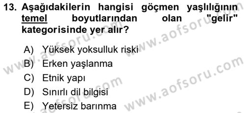 Göçmen Ve Sığınmacılarla Sosyal Hizmet Dersi 2023 - 2024 Yılı Yaz Okulu Sınav Soruları 13. Soru