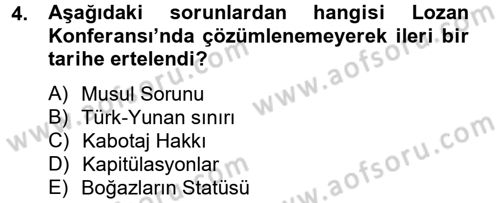Türk Siyasal Hayatı Dersi 2012 - 2013 Yılı (Vize) Ara Sınav Soruları 4. Soru