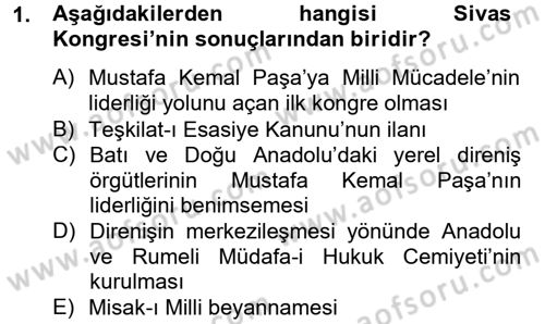 Türk Siyasal Hayatı Dersi 2012 - 2013 Yılı (Final) Dönem Sonu Sınav Soruları 1. Soru