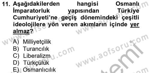 Türk Siyasal Hayatı Dersi 2012 - 2013 Yılı (Final) Dönem Sonu Sınav Soruları 11. Soru