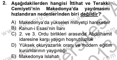 Türk Siyasal Hayatı Dersi 2012 - 2013 Yılı (Final) Dönem Sonu Sınav Soruları 2. Soru