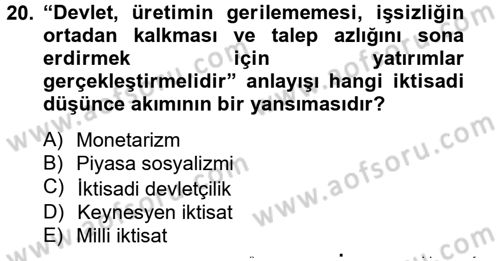 Türk Siyasal Hayatı Dersi 2012 - 2013 Yılı (Final) Dönem Sonu Sınav Soruları 20. Soru