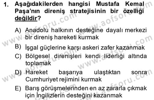 Türk Siyasal Hayatı Dersi 2013 - 2014 Yılı (Vize) Ara Sınav Soruları 1. Soru
