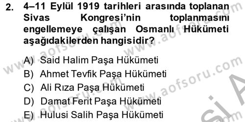 Türk Siyasal Hayatı Dersi 2013 - 2014 Yılı (Vize) Ara Sınav Soruları 2. Soru