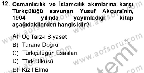 Türk Siyasal Hayatı Dersi 2013 - 2014 Yılı (Final) Dönem Sonu Sınav Soruları 12. Soru