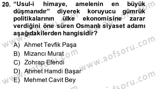 Türk Siyasal Hayatı Dersi 2013 - 2014 Yılı (Final) Dönem Sonu Sınav Soruları 20. Soru