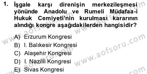 Türk Siyasal Hayatı Dersi 2014 - 2015 Yılı (Vize) Ara Sınav Soruları 1. Soru