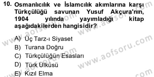 Türk Siyasal Hayatı Dersi 2014 - 2015 Yılı (Final) Dönem Sonu Sınav Soruları 10. Soru