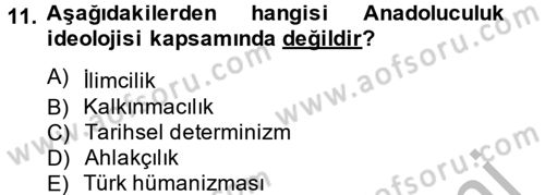 Türk Siyasal Hayatı Dersi 2014 - 2015 Yılı (Final) Dönem Sonu Sınav Soruları 11. Soru