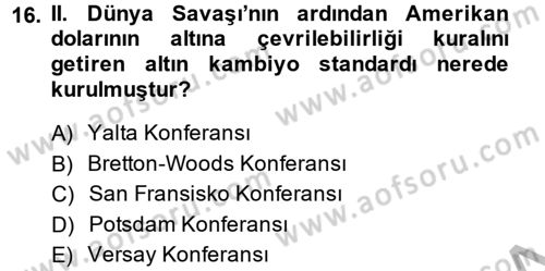 Türk Siyasal Hayatı Dersi 2014 - 2015 Yılı (Final) Dönem Sonu Sınav Soruları 16. Soru