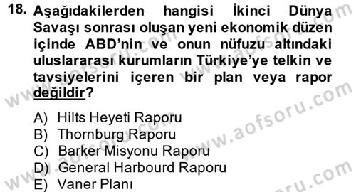 Türk Siyasal Hayatı Dersi 2014 - 2015 Yılı (Final) Dönem Sonu Sınav Soruları 18. Soru