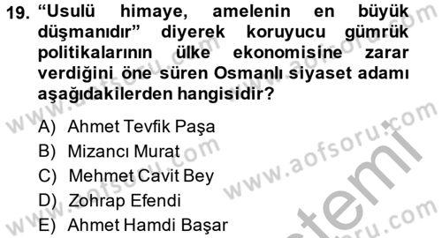 Türk Siyasal Hayatı Dersi 2014 - 2015 Yılı (Final) Dönem Sonu Sınav Soruları 19. Soru